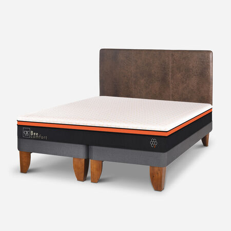 Cama Europea 2 Plazas Bee Comfort + Respaldo Baker