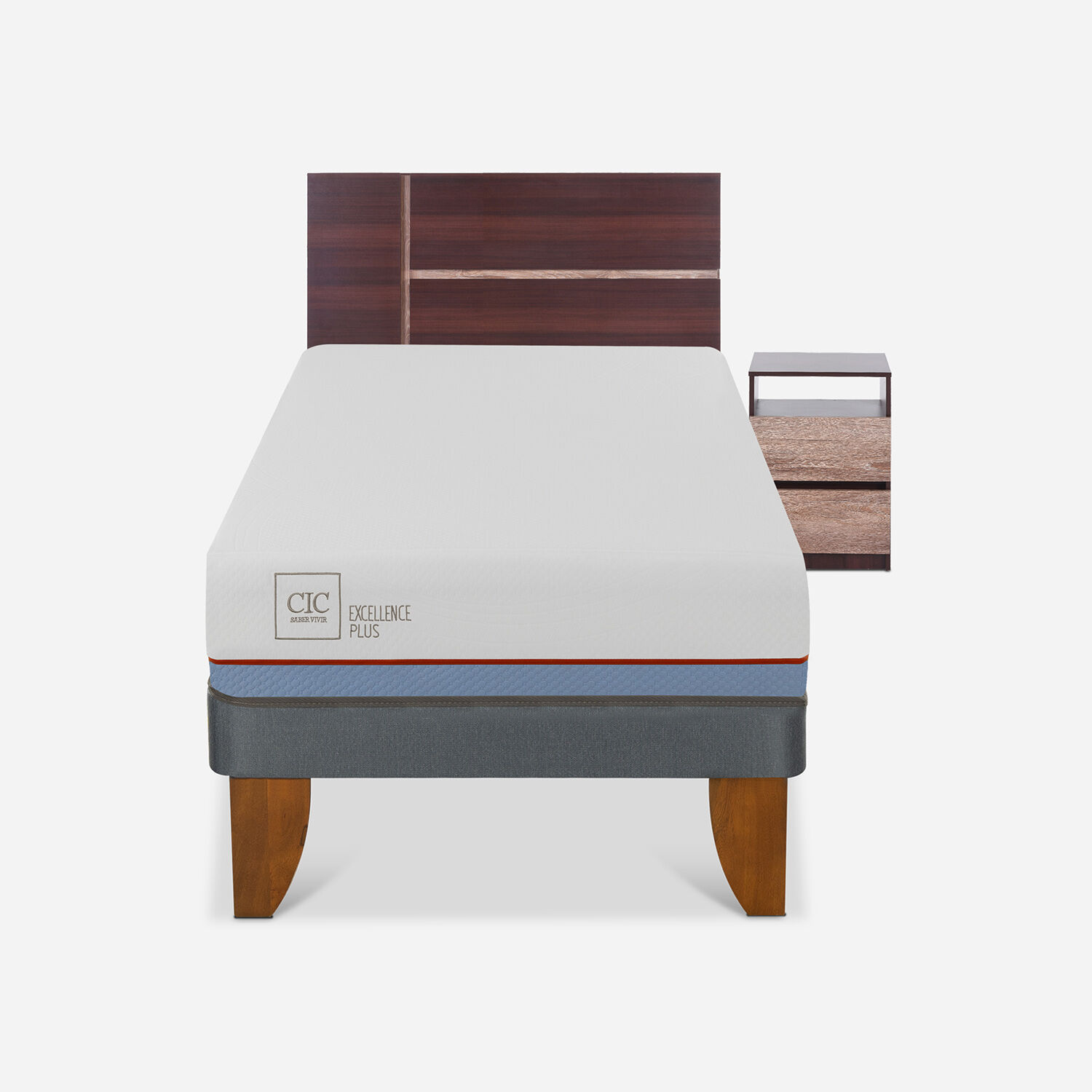 Cama Europea 1 Plaza Excellence Plus + Set Enio