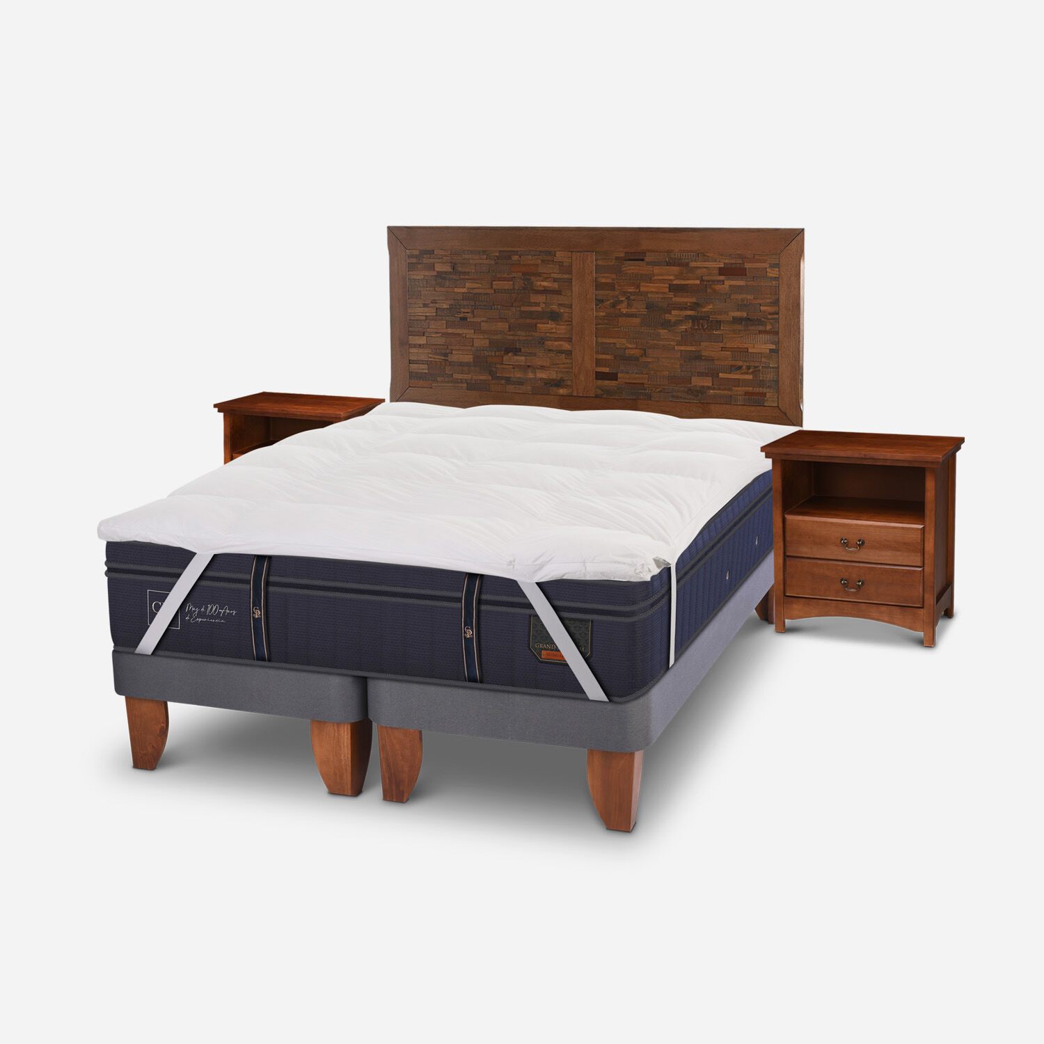 Cama Europea King Grand Premium + Set Antique + Topper