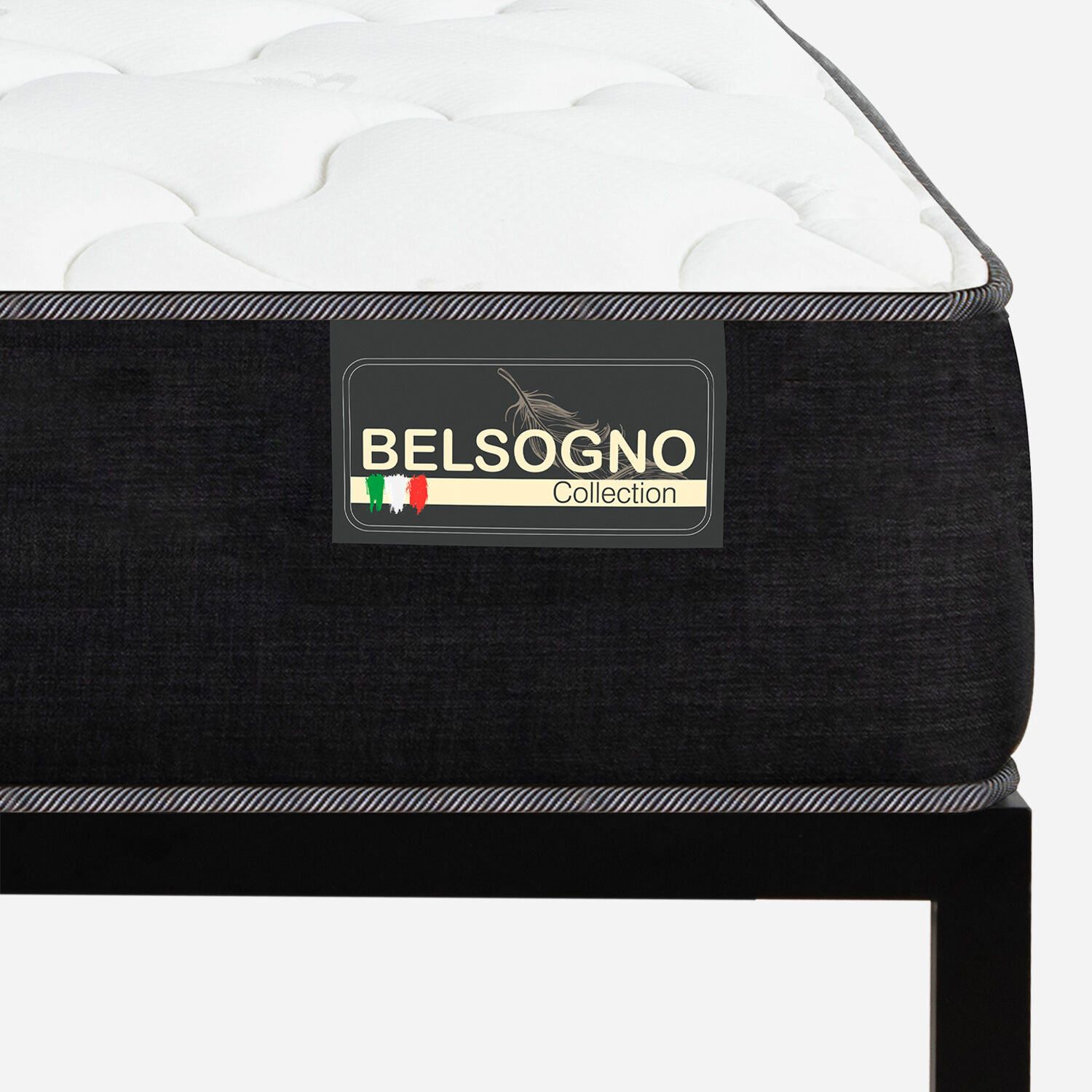 Cama Iron Smart Belsogno 2 Plazas Plus Black con Respaldo Black