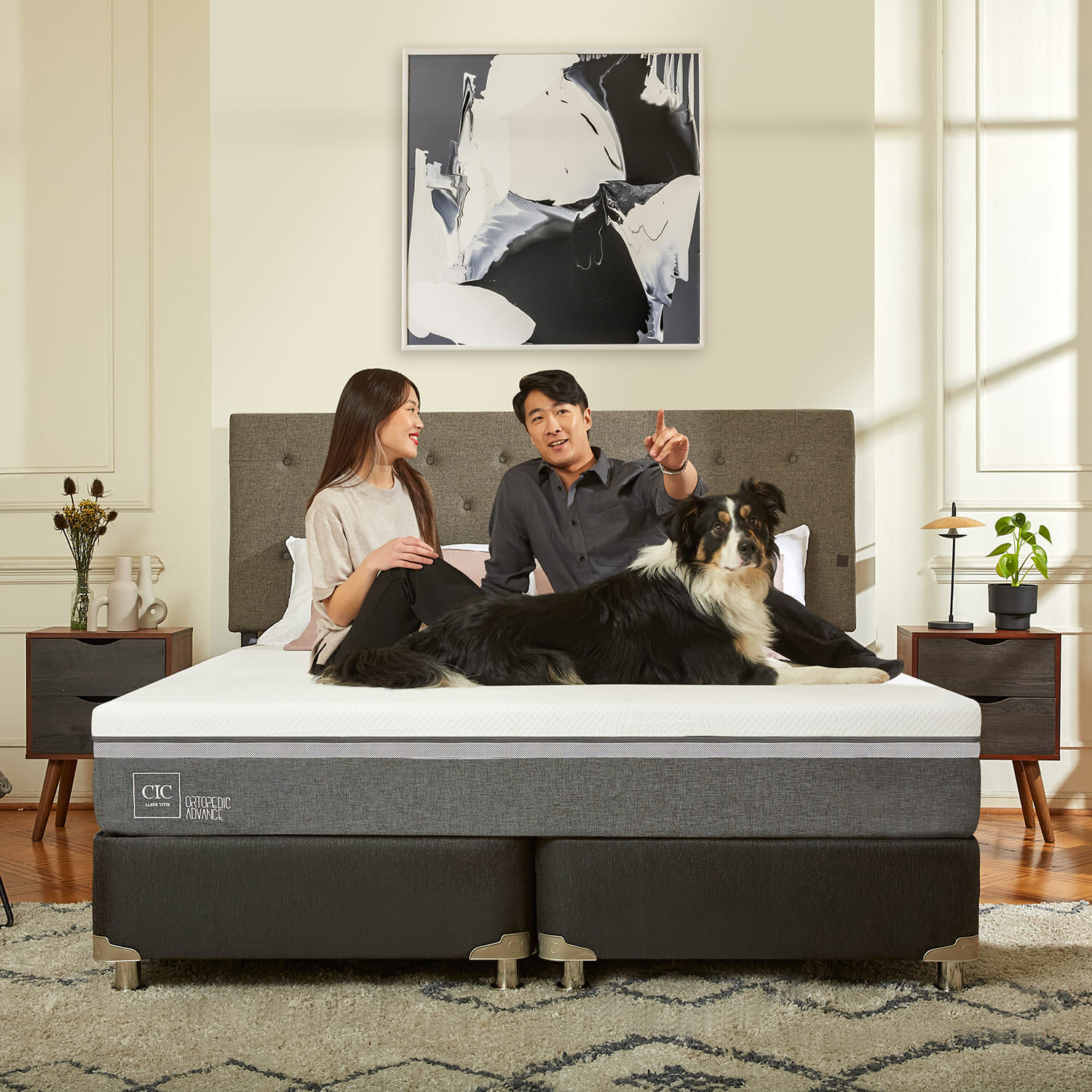 Box Spring 2 Plazas Ortopedic Advance Base Dividida 5 Zonas + Set Gales