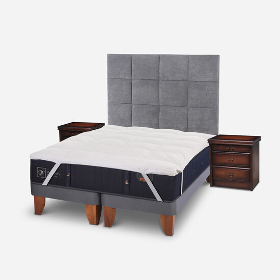 Cama Europea 2 Plazas Base Dividida Premium + Set Támesis + Topper