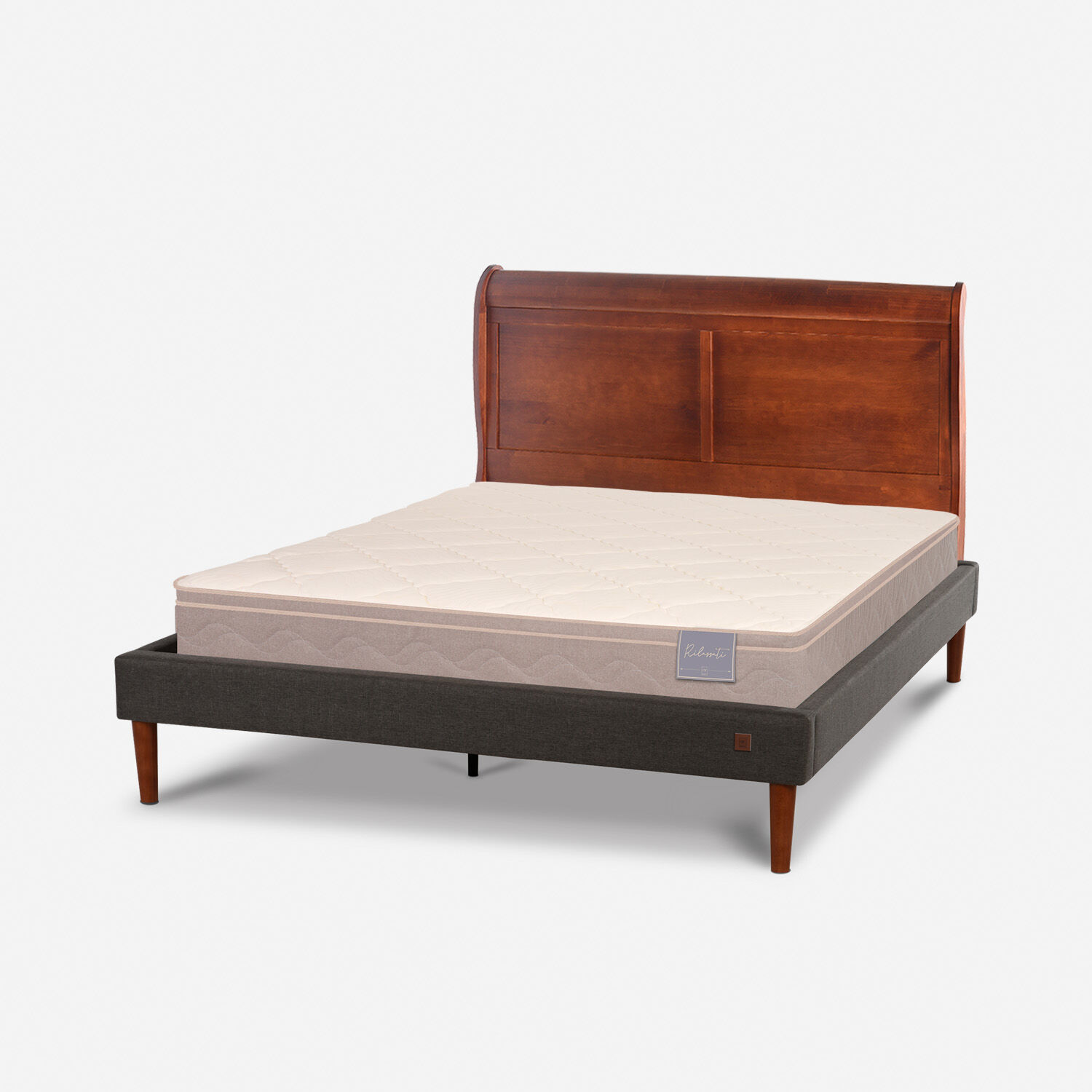 Cama Europea Curve 2 Plazas Rilassati + Respaldo Mir&oacute; Caramel
