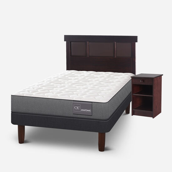 Cama Europea 1.5 Plazas Anatomic + Set Dublín Choc