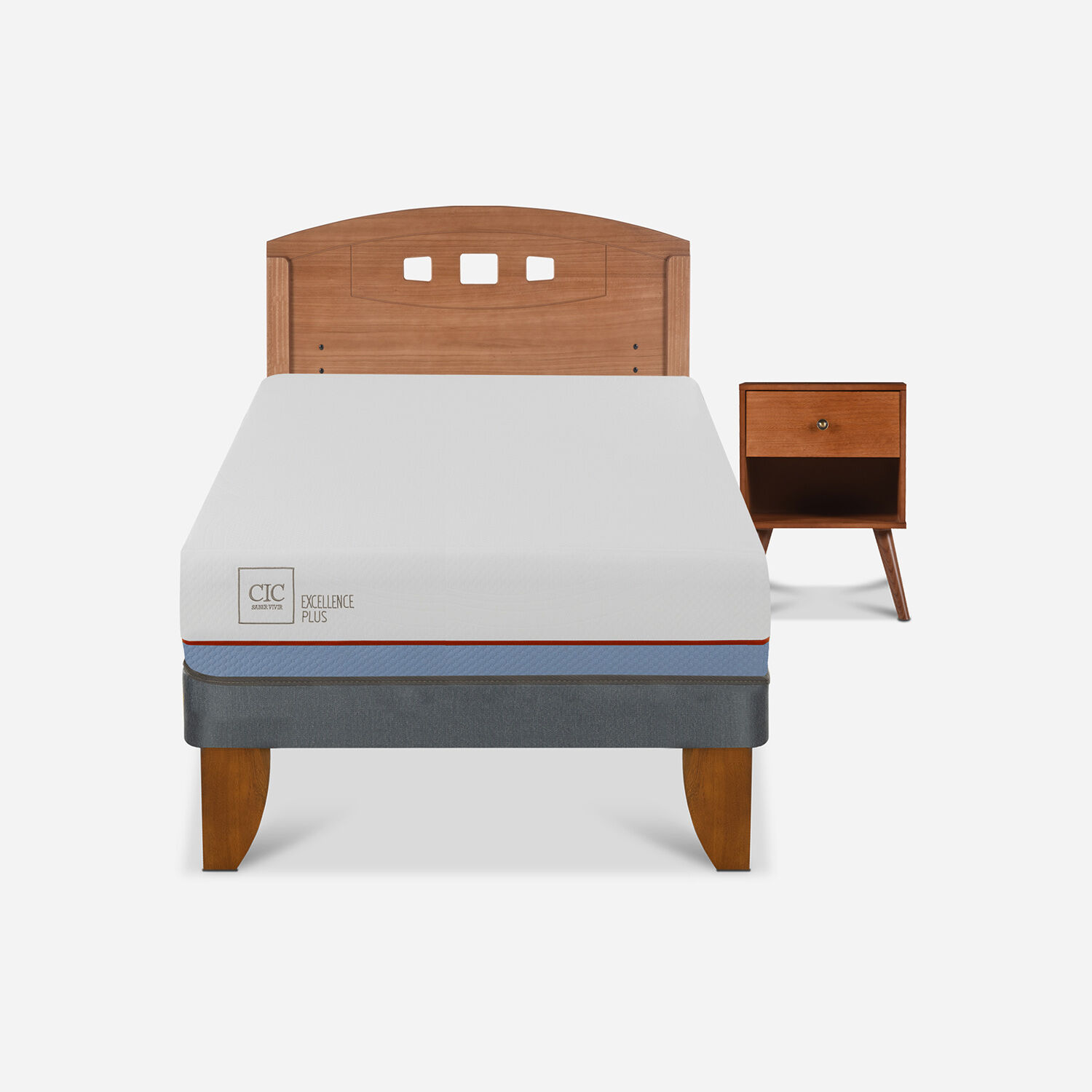 Cama Europea 1,5 Plazas Excellence Plus + Set Gales Caramel