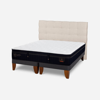Cama Europea 2 Plazas Super Premium Base Dividida + Respaldo Ebro