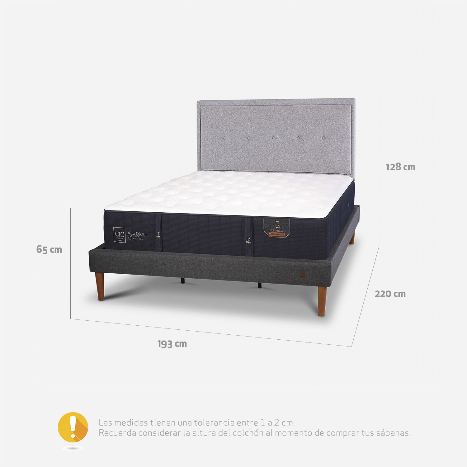 Cama Europea Curve King Premium + Respaldo Ganges