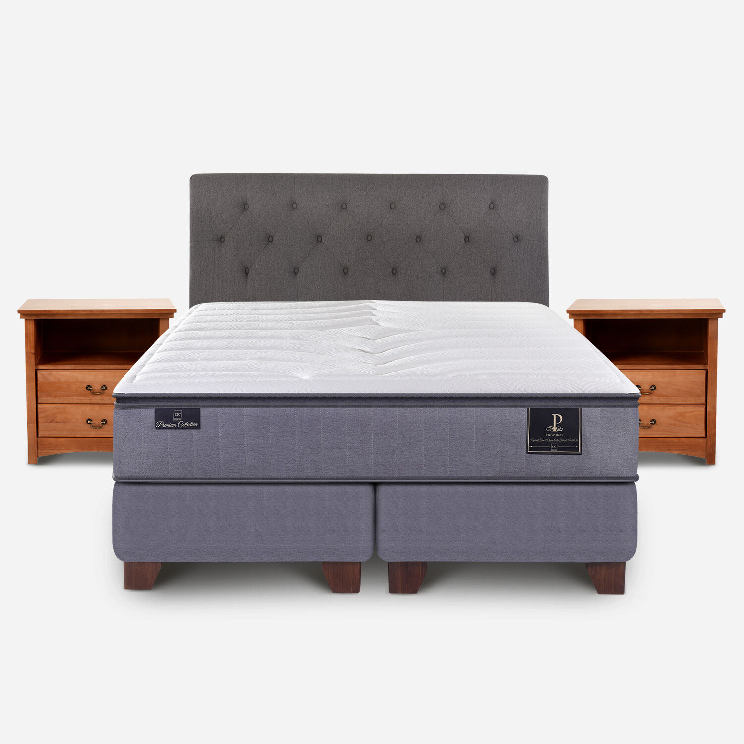 Box Spring 2 Plazas Premium Base Dividida + Set Kavery