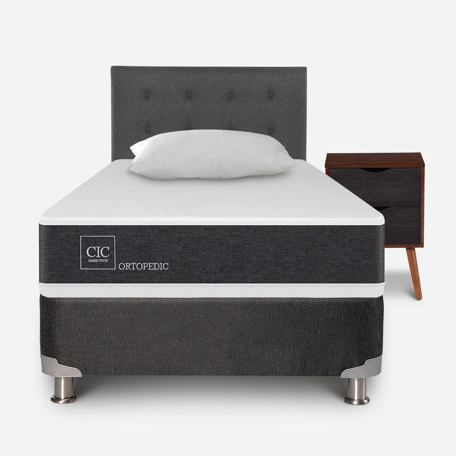 Box Spring 1,5 Plazas Ortopedic 5 Zonas + Almohada + Set &Eacute;ufrates