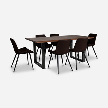 Comedor Florencia Walnut + 6 Sillas Pyramid Café