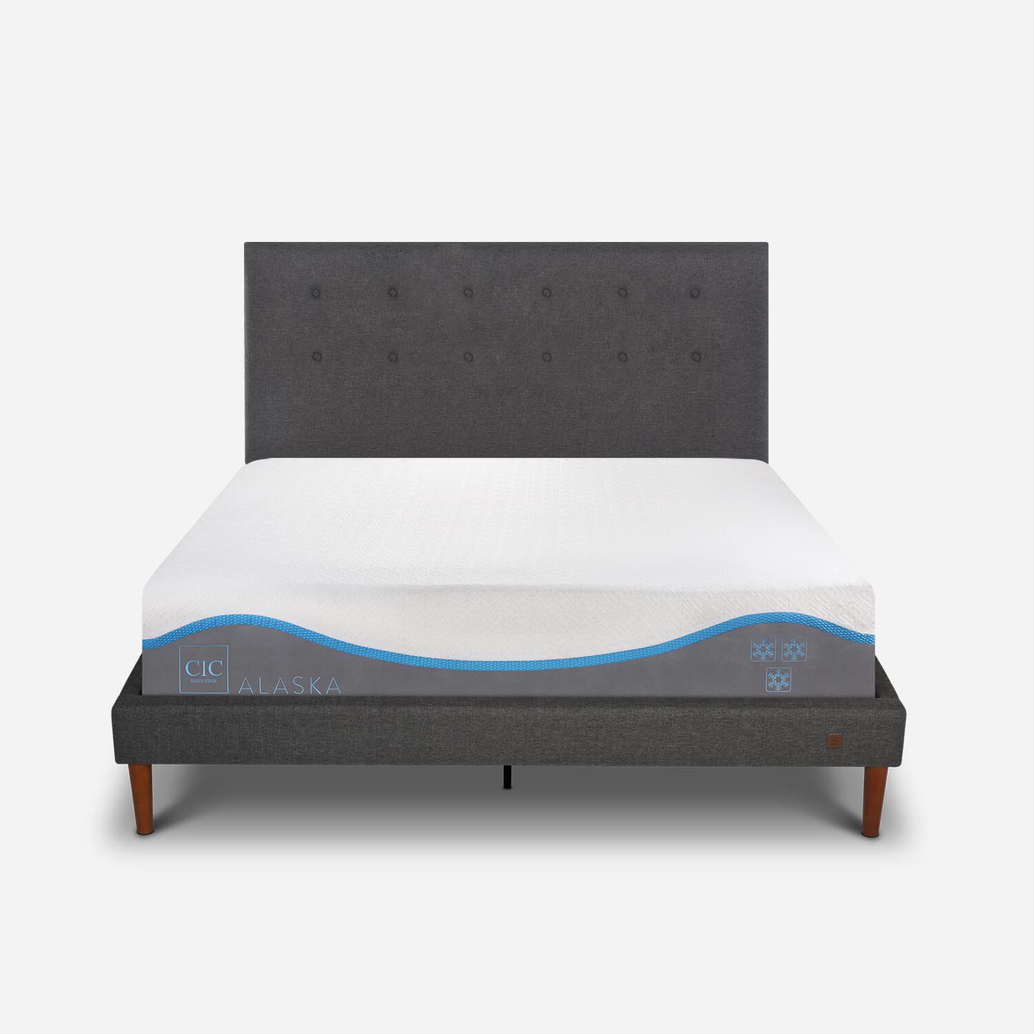 Cama Europea Curve 2 Plazas Alaska + Respaldo &Eacute;ufrates