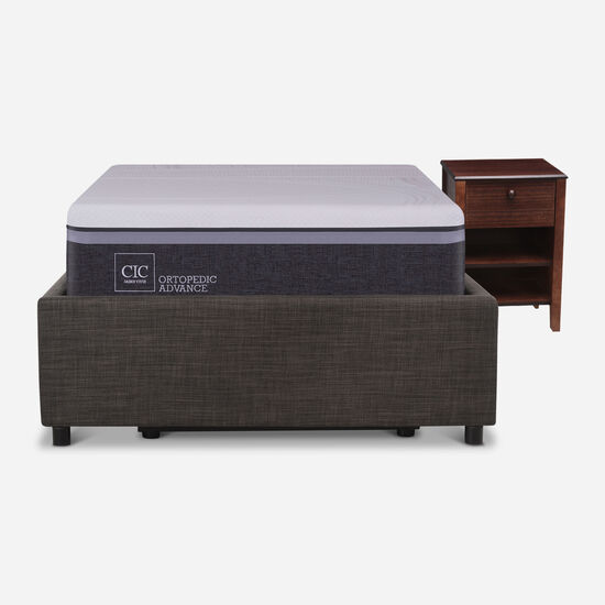 Cama Space Box 1.5 Plazas Ortopedic Advance + Velador New Torino