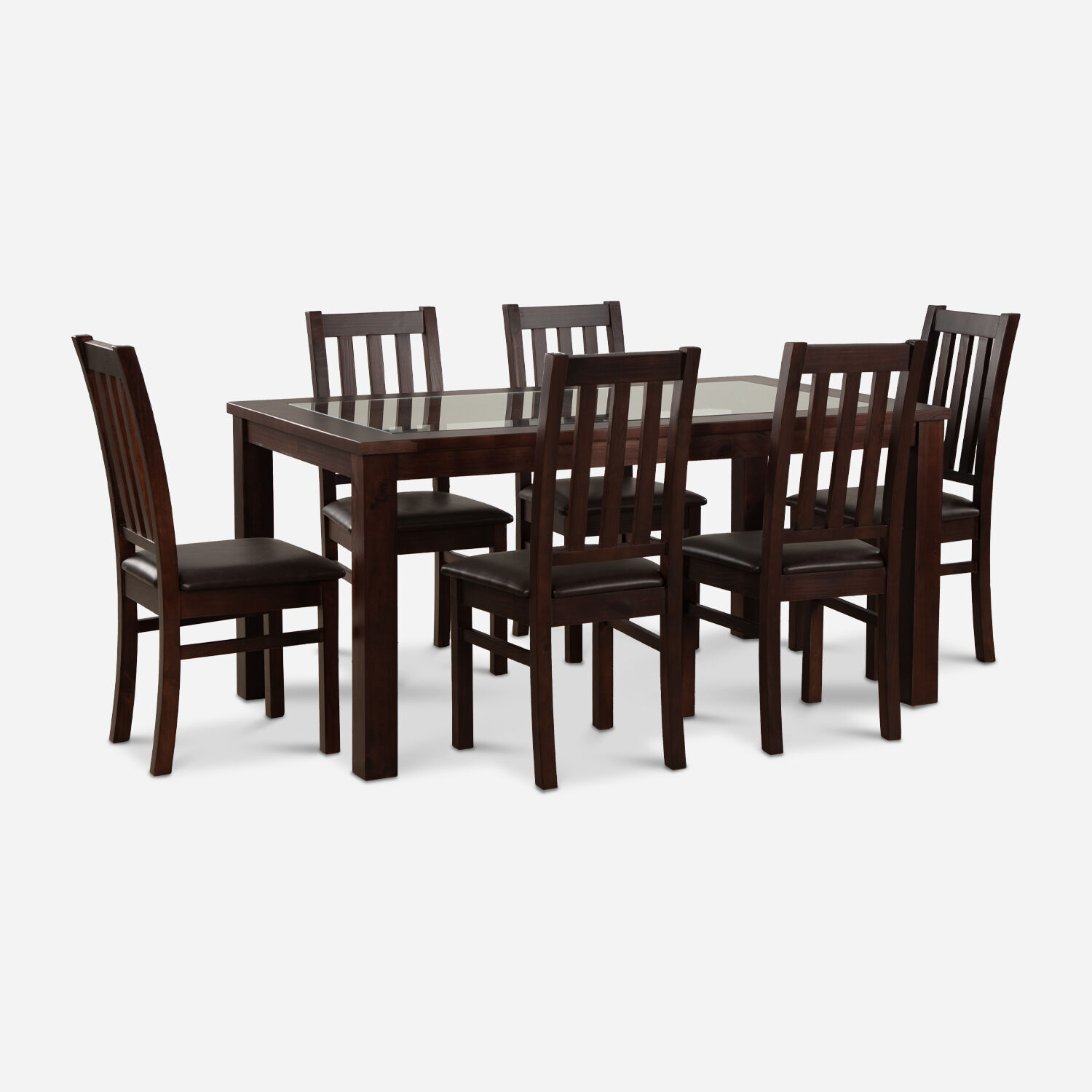 Comedor de Vidrio 6 Sillas &Ntilde;uble Chocolate - Caf&eacute;