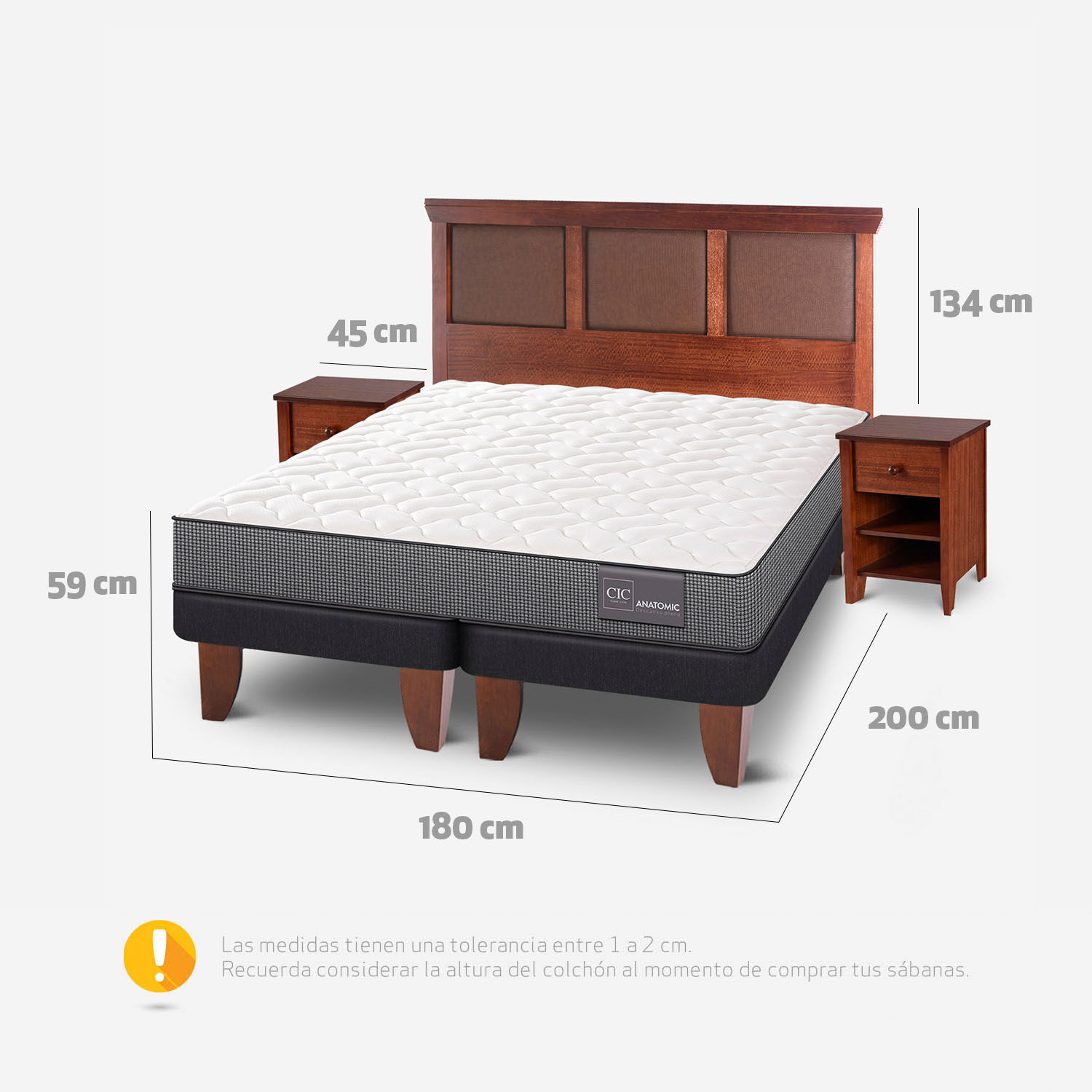 Cama Europea King Anatomic + Set Torino Caramel