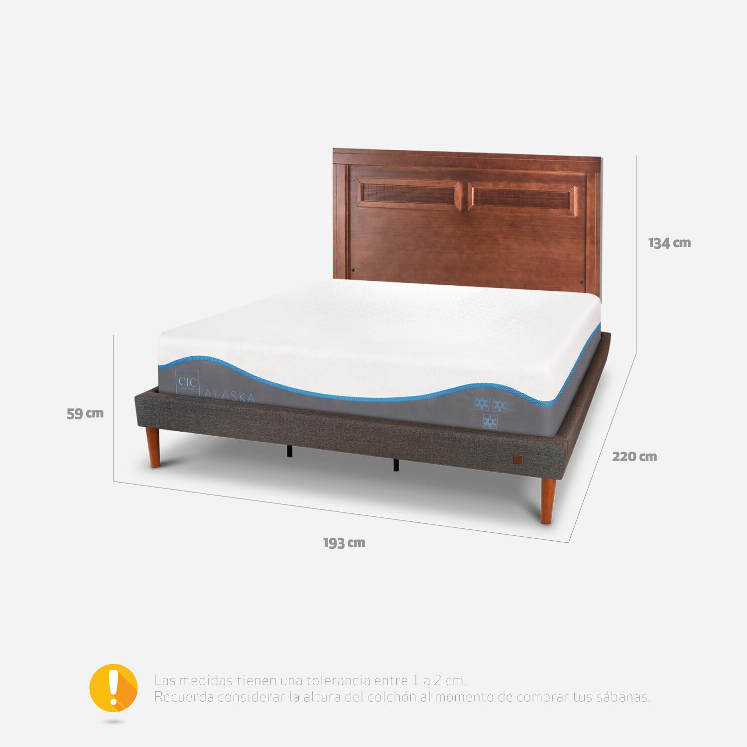 Cama Europea Curve King Alaska + Respaldo Mil&aacute;n Caramel