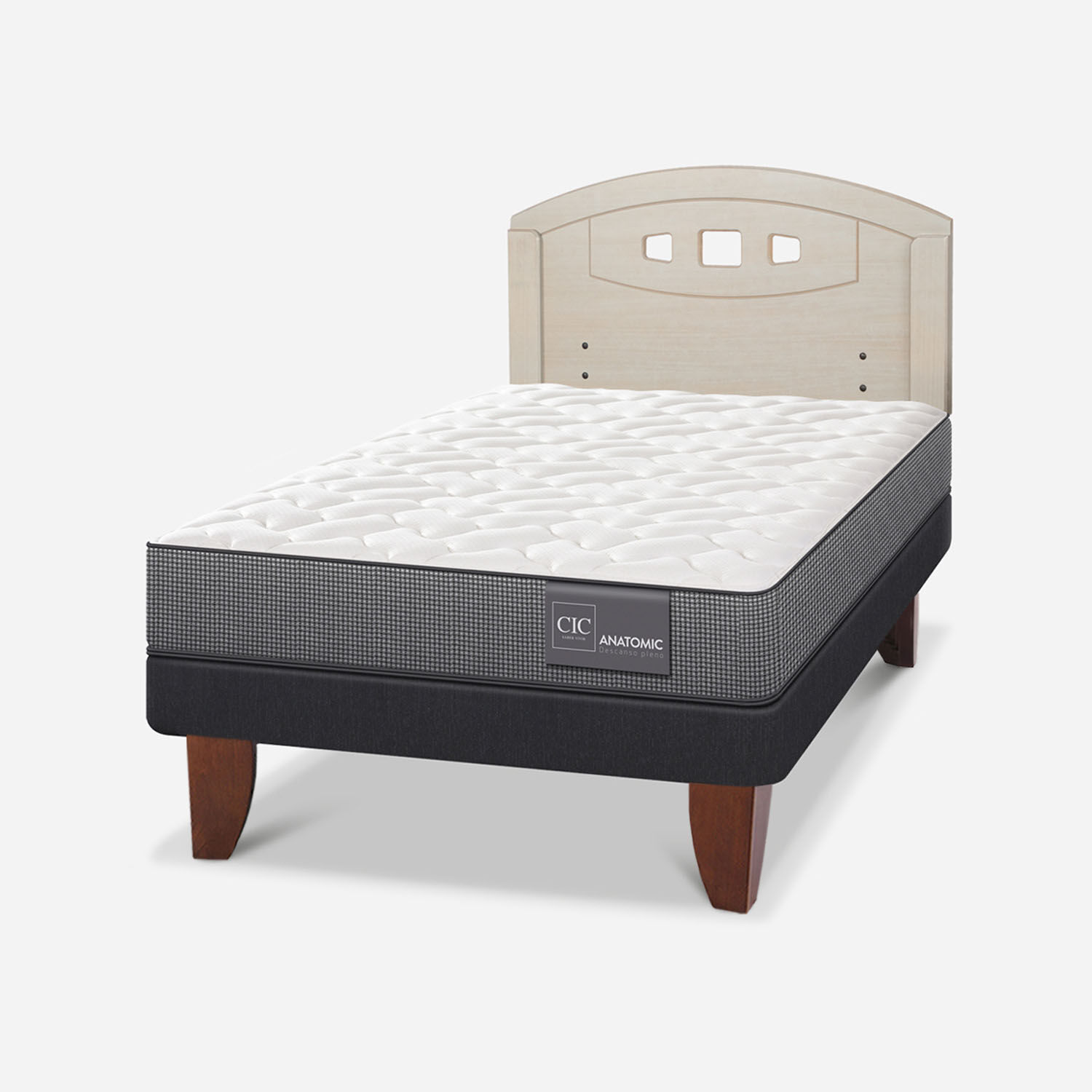 Cama Europea 1,5 Plazas Anatomic + Respaldo Gales Alpino