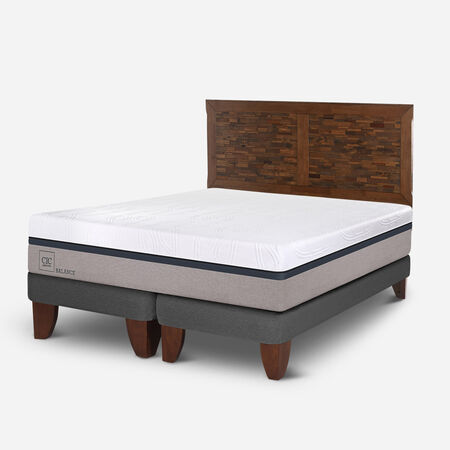 Cama Europea 2 Plazas Balance Base Dividida + Respaldo Antique