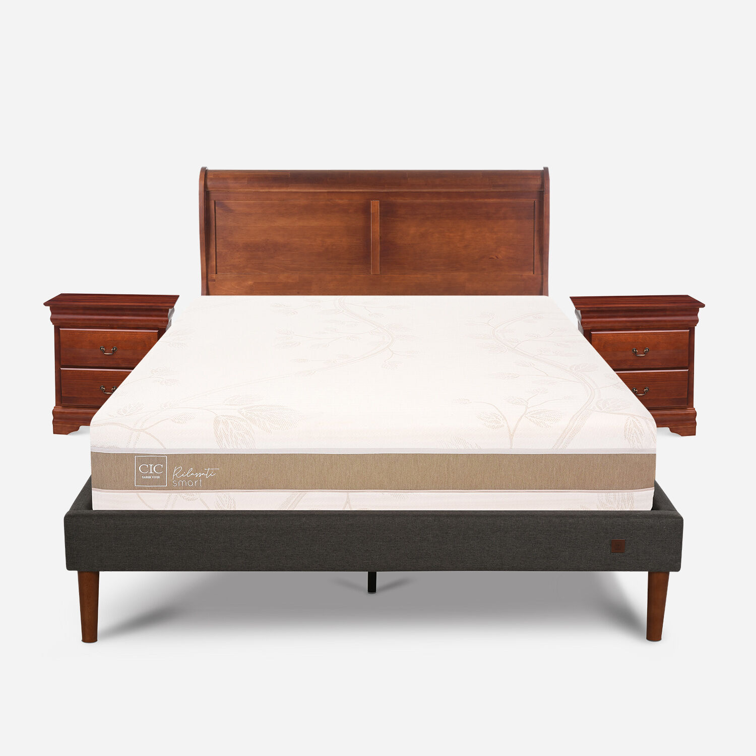 Cama Europea Curve 2 Plazas Rilassati Infinity + Set Miro