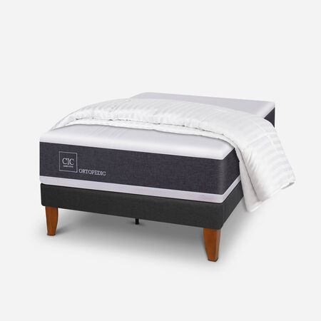 Cama Europea Curve 1,5 Plazas Ortopedic + Plum&oacute;n