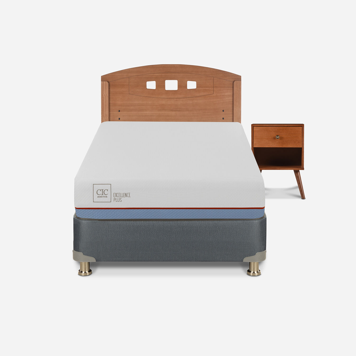 Cama Americana 1,5 Plazas Excellence Plus + Set Gales Caramel