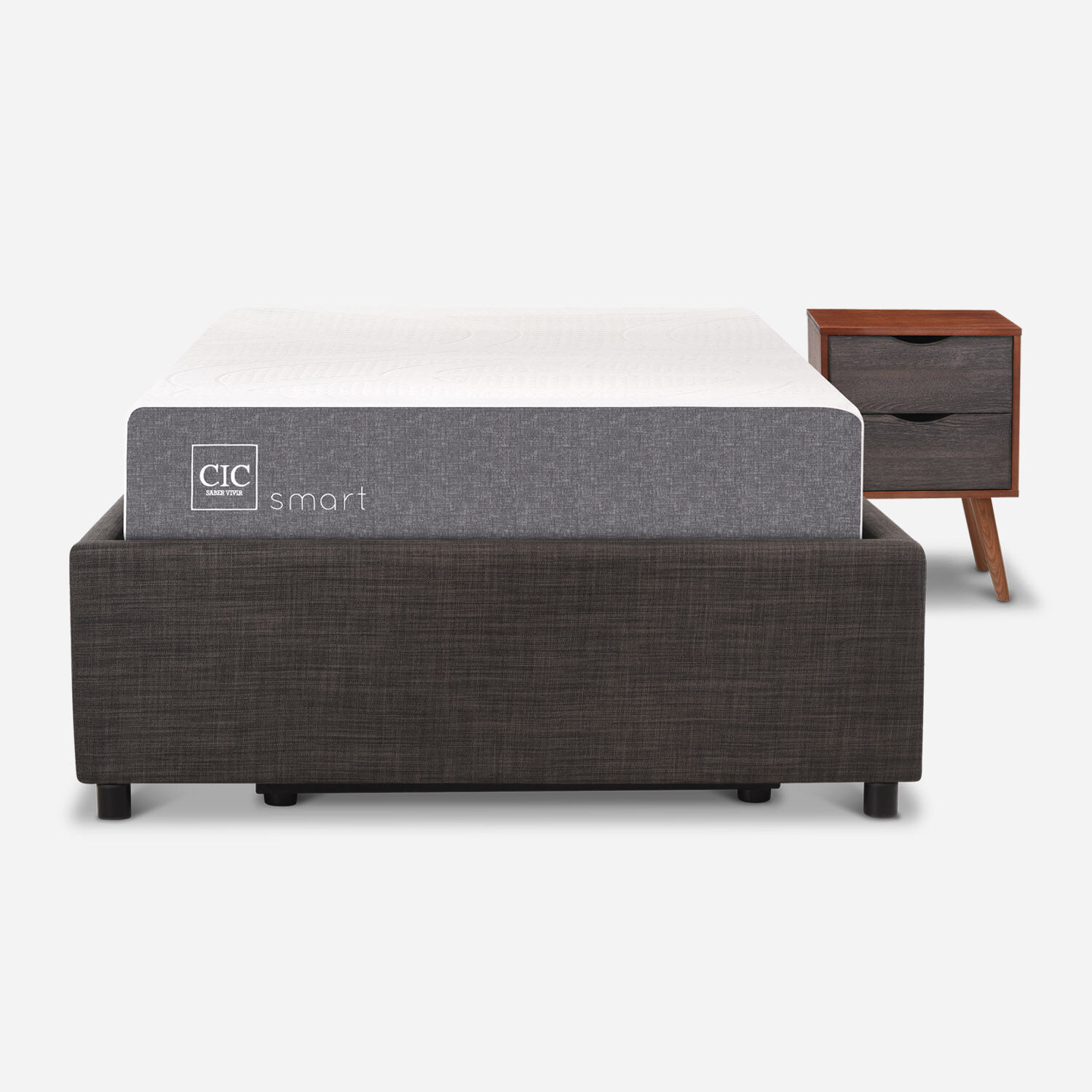 Cama Space Box 1,5 Plazas Smart + Velador N&iacute;ger
