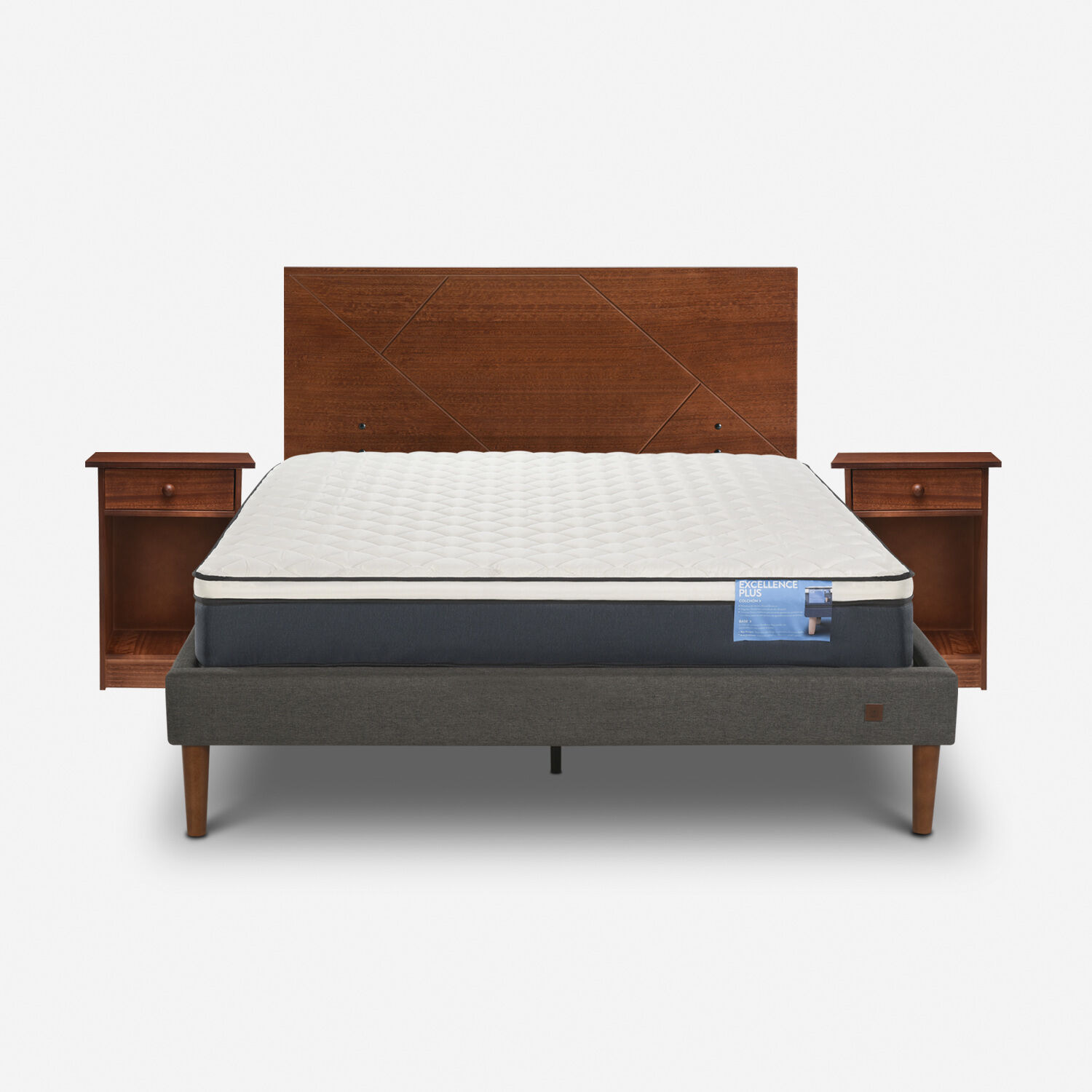 Cama Europea Curve 2 Plazas Excellence Plus + Set New Villarrica