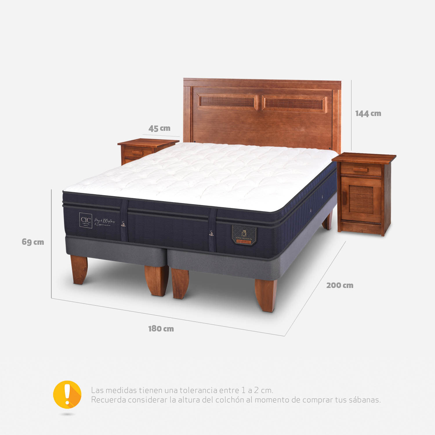 Cama Europea King Super Premium + Set Mil&aacute;n Caramel