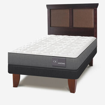 Cama Europea 1,5 Plazas Anatomic + Respaldo Torino Chocolate