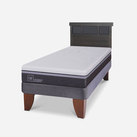 Cama Europea 1,5 Plazas Ortopedic Advance + Respaldo Dublín Gris