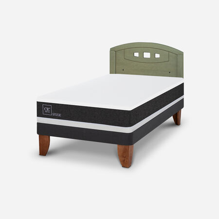 Cama Europea 1,5 Plazas Ortopedic + Respaldo Gales Olivo