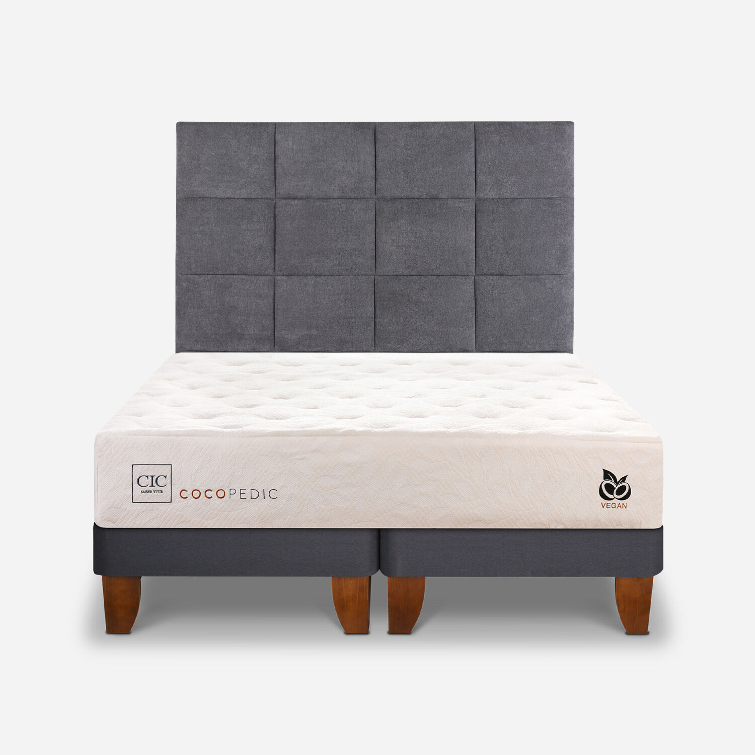 Cama Europea 2 Plazas Cocopedic + Respaldo Támesis