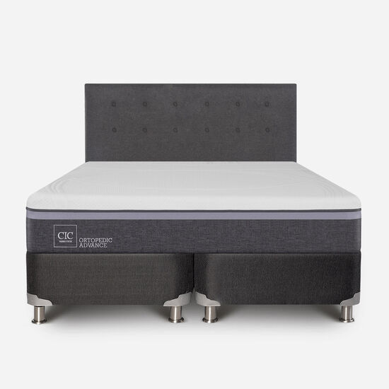 Box Spring 2 Plazas Ortopedic Advance Base Dividida 5 Zonas + Respaldo Éufrates
