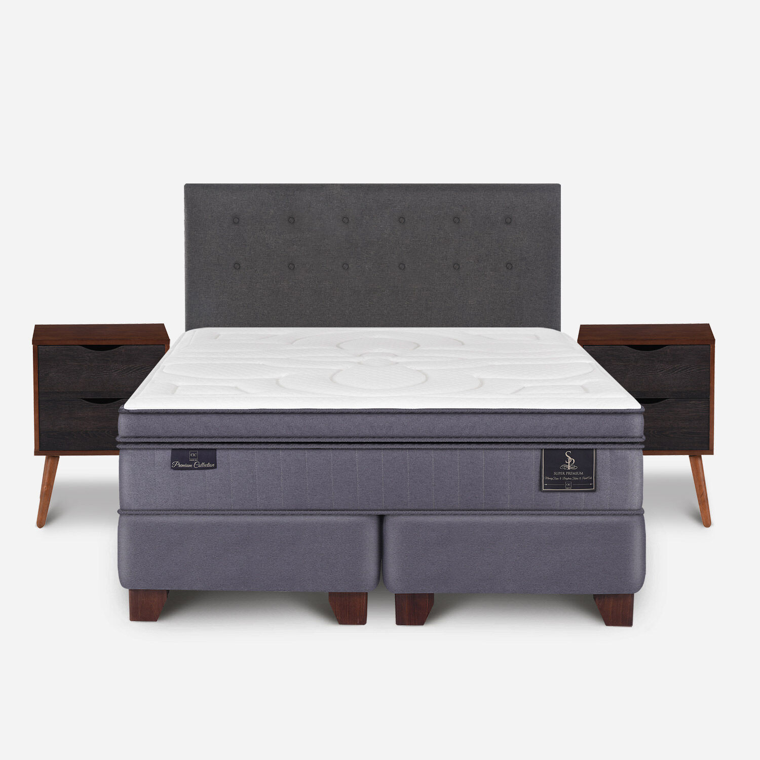 Box Spring 2 Plazas Super Premium Base Dividida + Set &Eacute;ufrates
