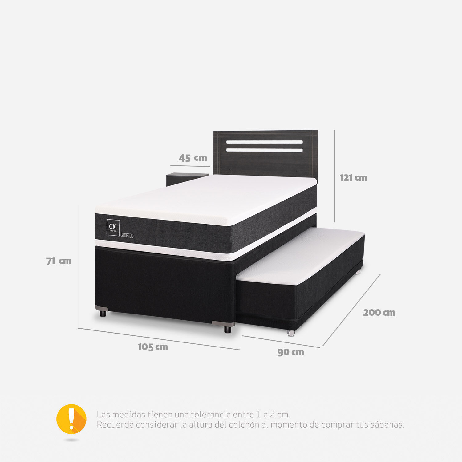Cama Nido Diván Ortopedic + Set Múnich Gris