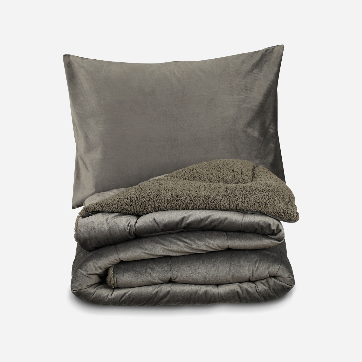 Plum&oacute;n Single Sherpa Gris