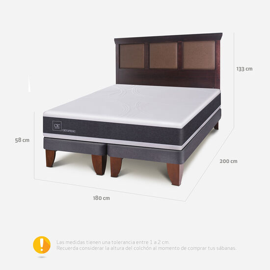 Cama Europea King Ortopedic + Respaldo Torino Choc