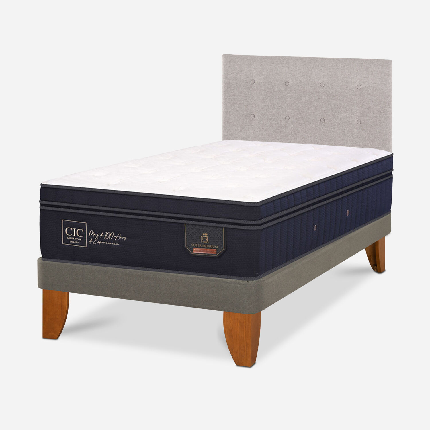 Cama Europea Super Premium 1,5P Respaldo Tigris
