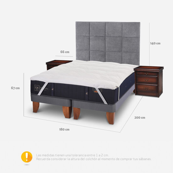 Cama Europea King Premium + Set Támesis + Topper