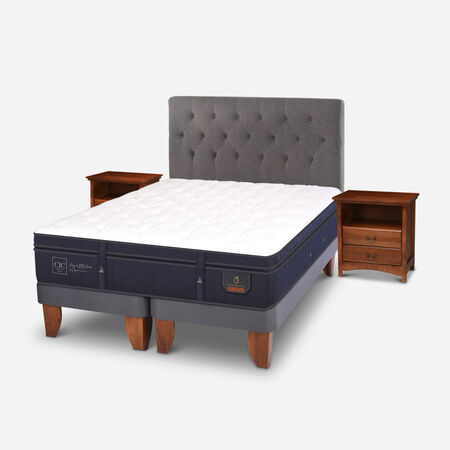 Cama Europea 2 Plazas Super Premium Base Dividida + Set Kavery