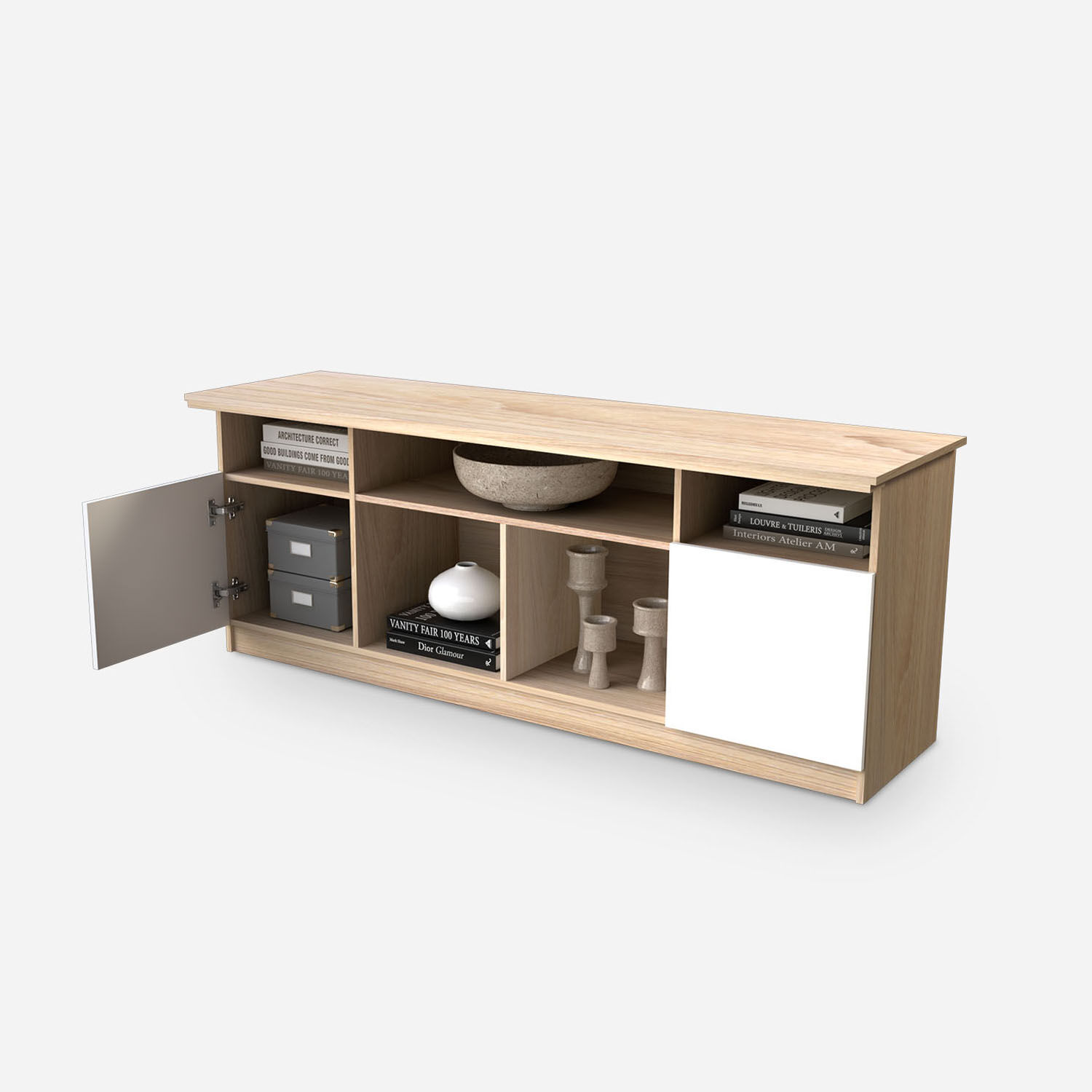 Rack Tv 75" Atenas Olmo Blanco