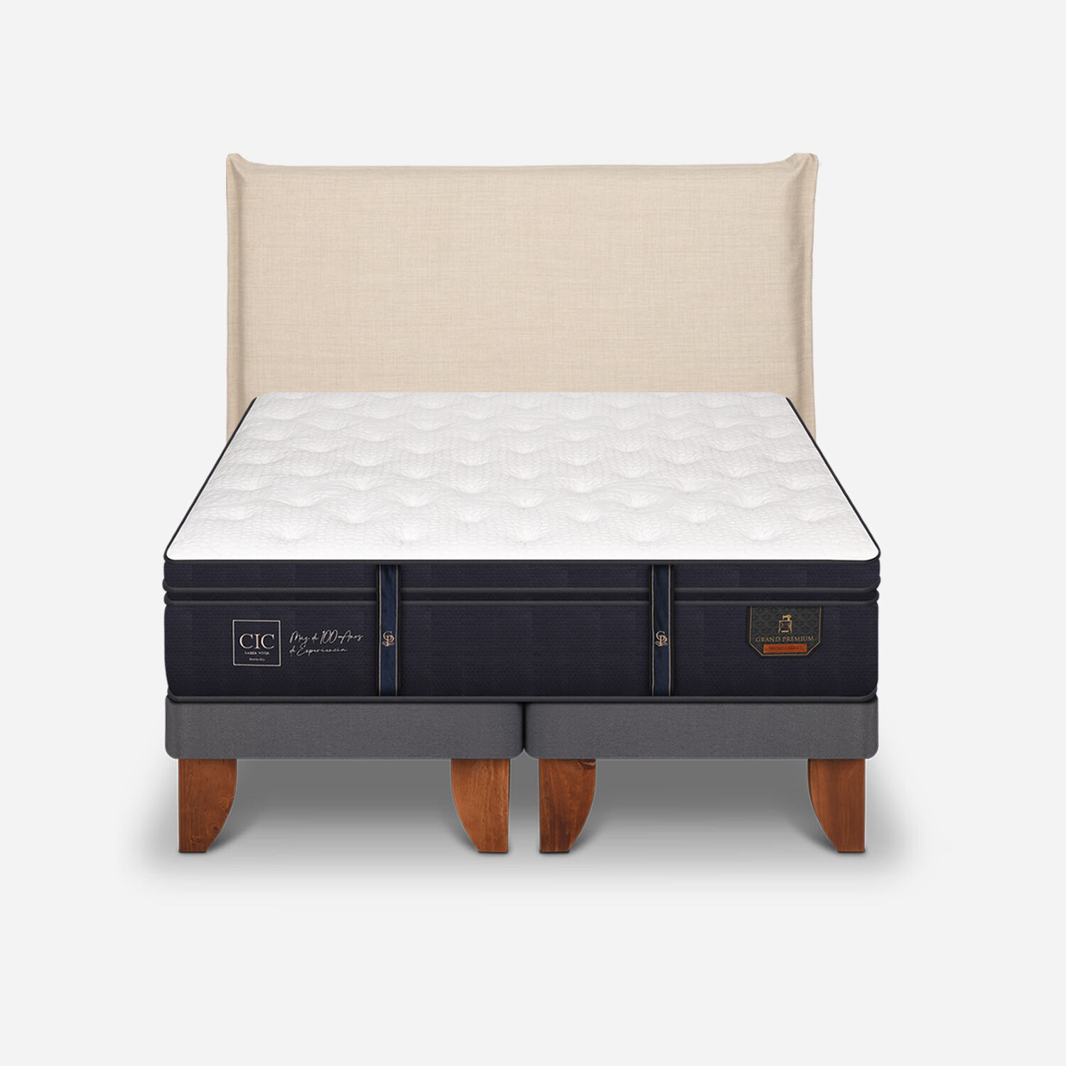 Cama Europea King Grand Premium + Respaldo T&iacute;ber