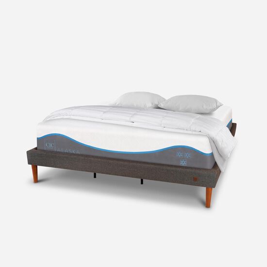 Cama Europea Curve King Alaska + Almohadas Plumón