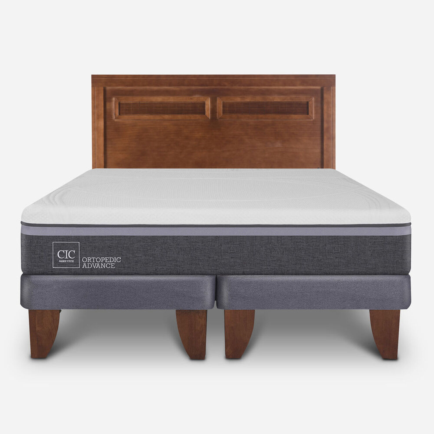 Cama Europea 2 Plazas Ortopedic Advance Base Dividida + Respaldo Mil&aacute;n Caramel