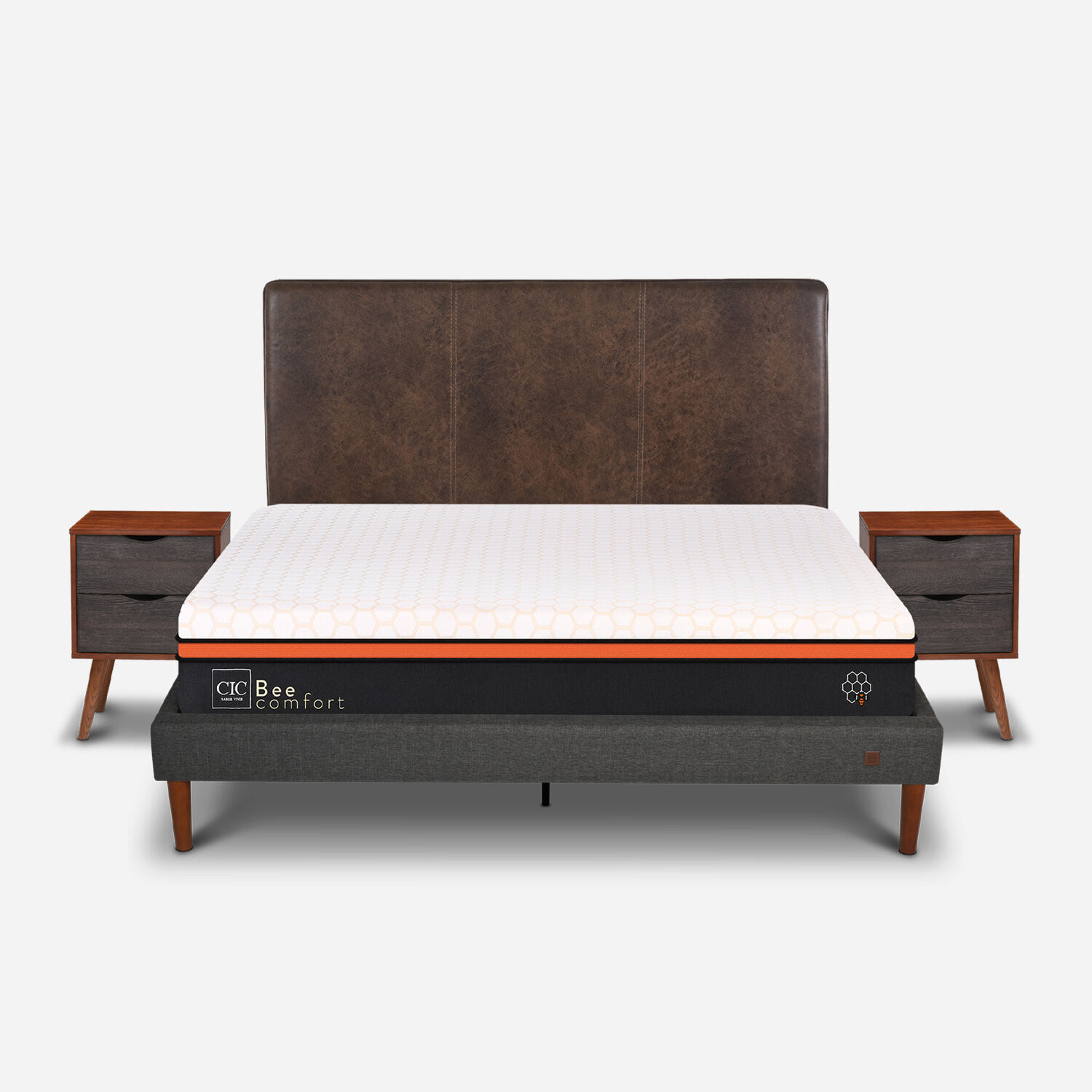 Cama Europea Curve 2 Plazas Bee Comfort + Set Baker