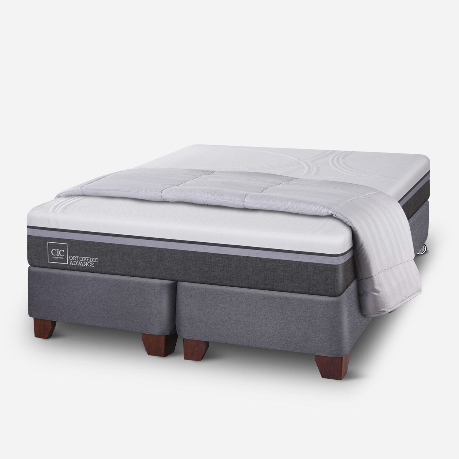 Box Spring 2 Plazas Ortopedic Advance Base Dividida + Plum&oacute;n