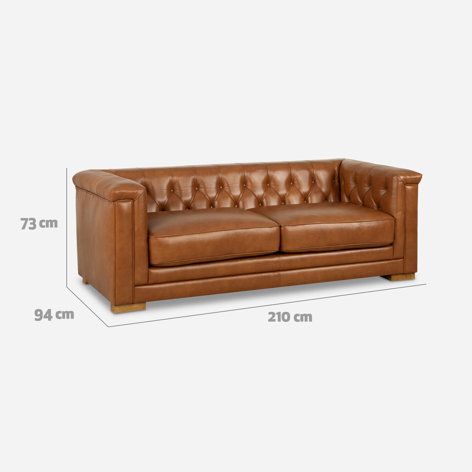 Sofá 3 Cuerpos Cuero Chesterfield Siena