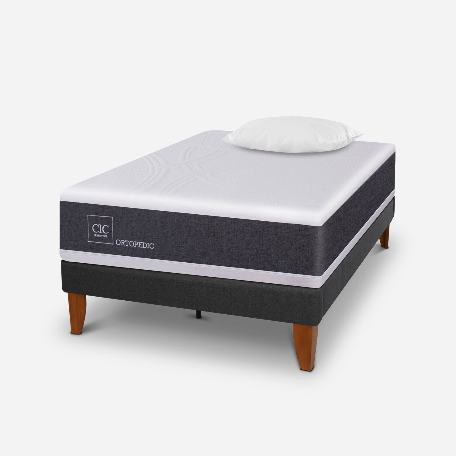 Cama Europea Curve 1,5 Plazas Ortopedic + Almohada Viscoel&aacute;stica