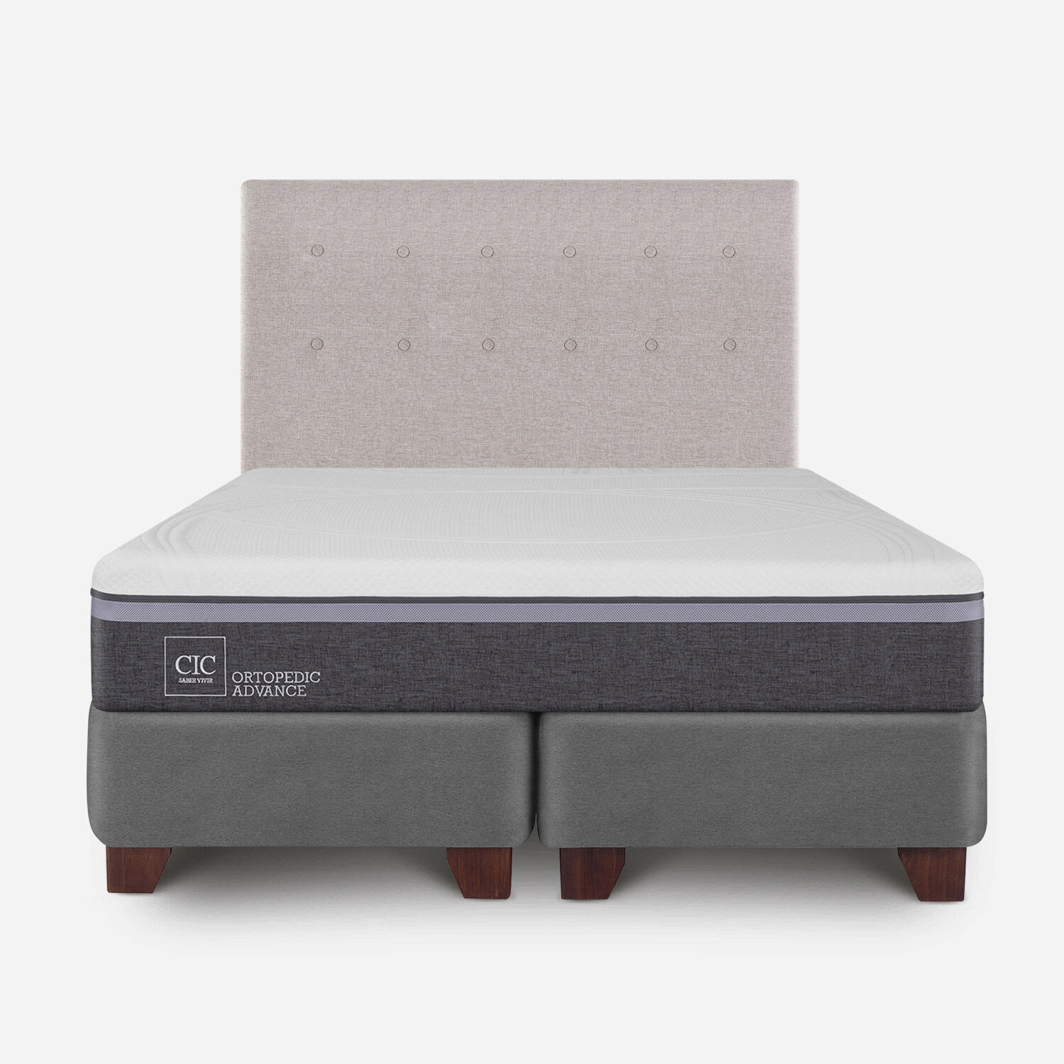Box Spring 2 Plazas Ortopedic Advance Base Dividida + Respaldo Tigris