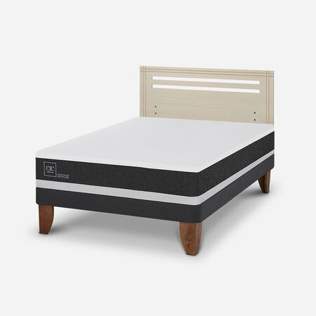 Cama Europea 2 Plazas Ortopedic Base Normal + Respaldo Múnich Alpino