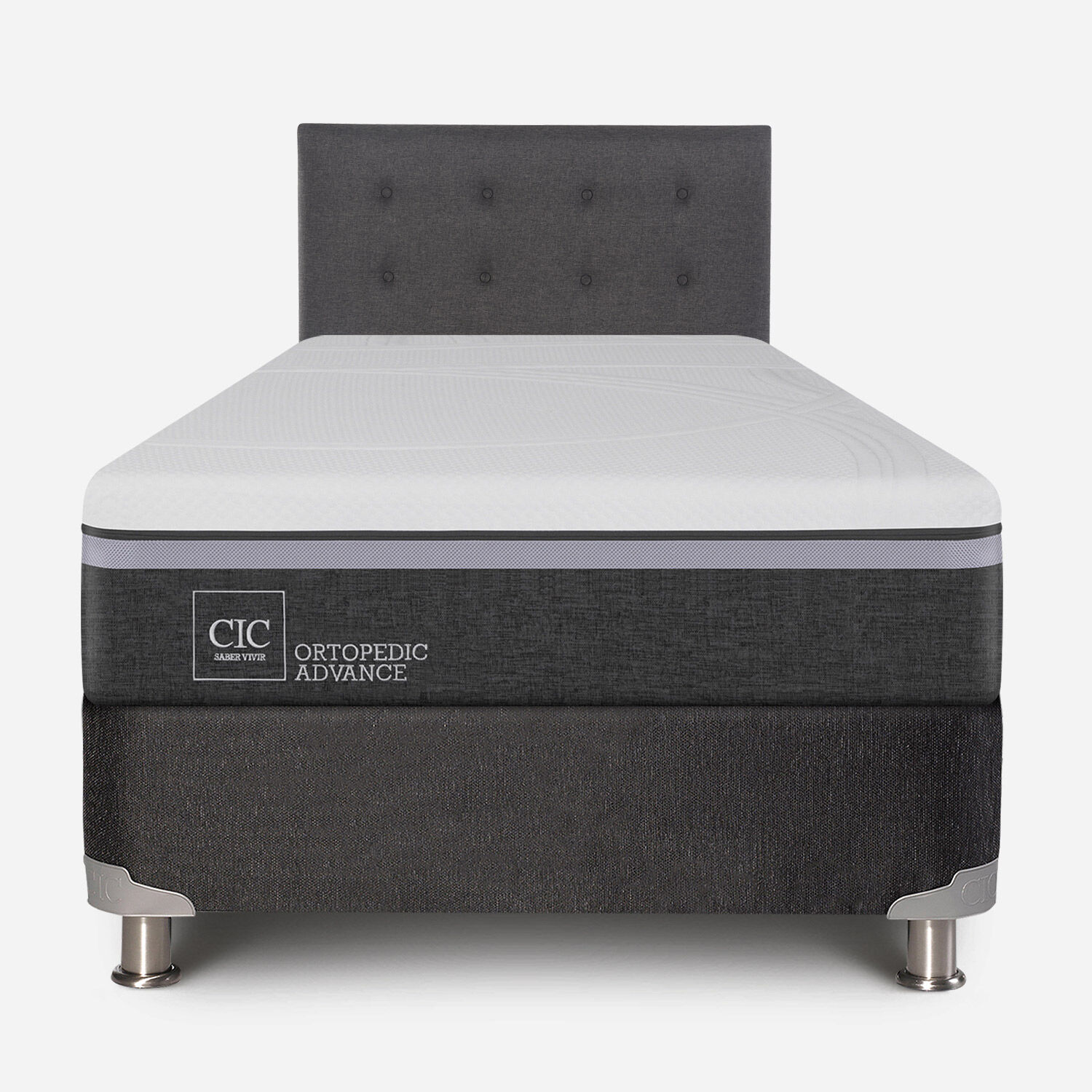 Box Spring 1,5 Plazas Ortopedic Advance 5 Zonas + Respaldo Éufrates